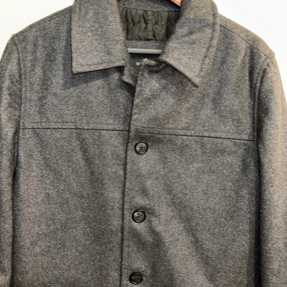 Structure Ladies Small Dk Grey Single Breasted Wool Blend Coat Lined And Classic